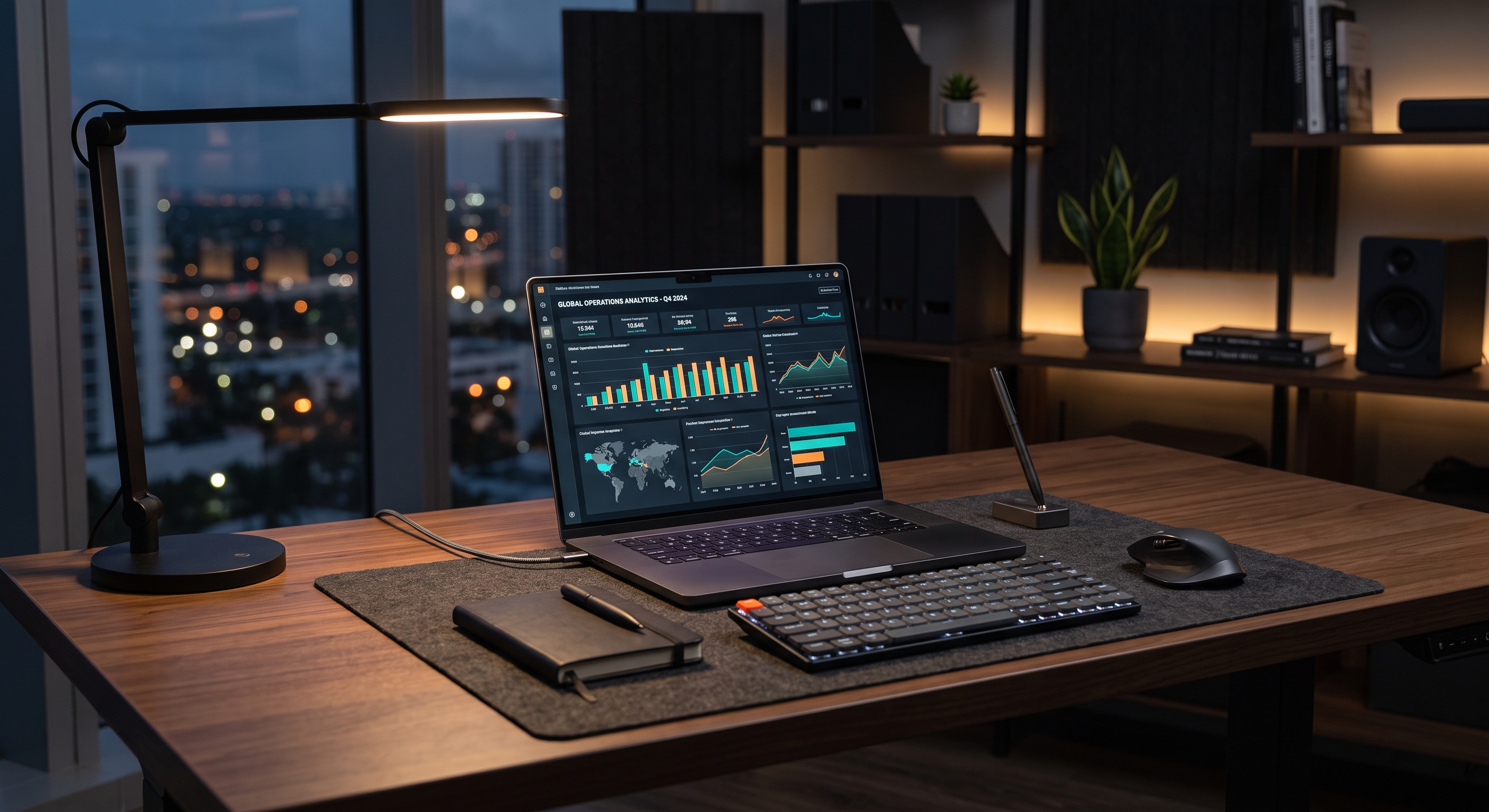 A modern, clean workspace representing an organized, automated business environment.